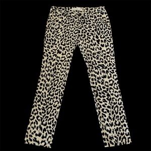 Thakoon Addition Animal Print White Leopard Slim Trousers Sz 4